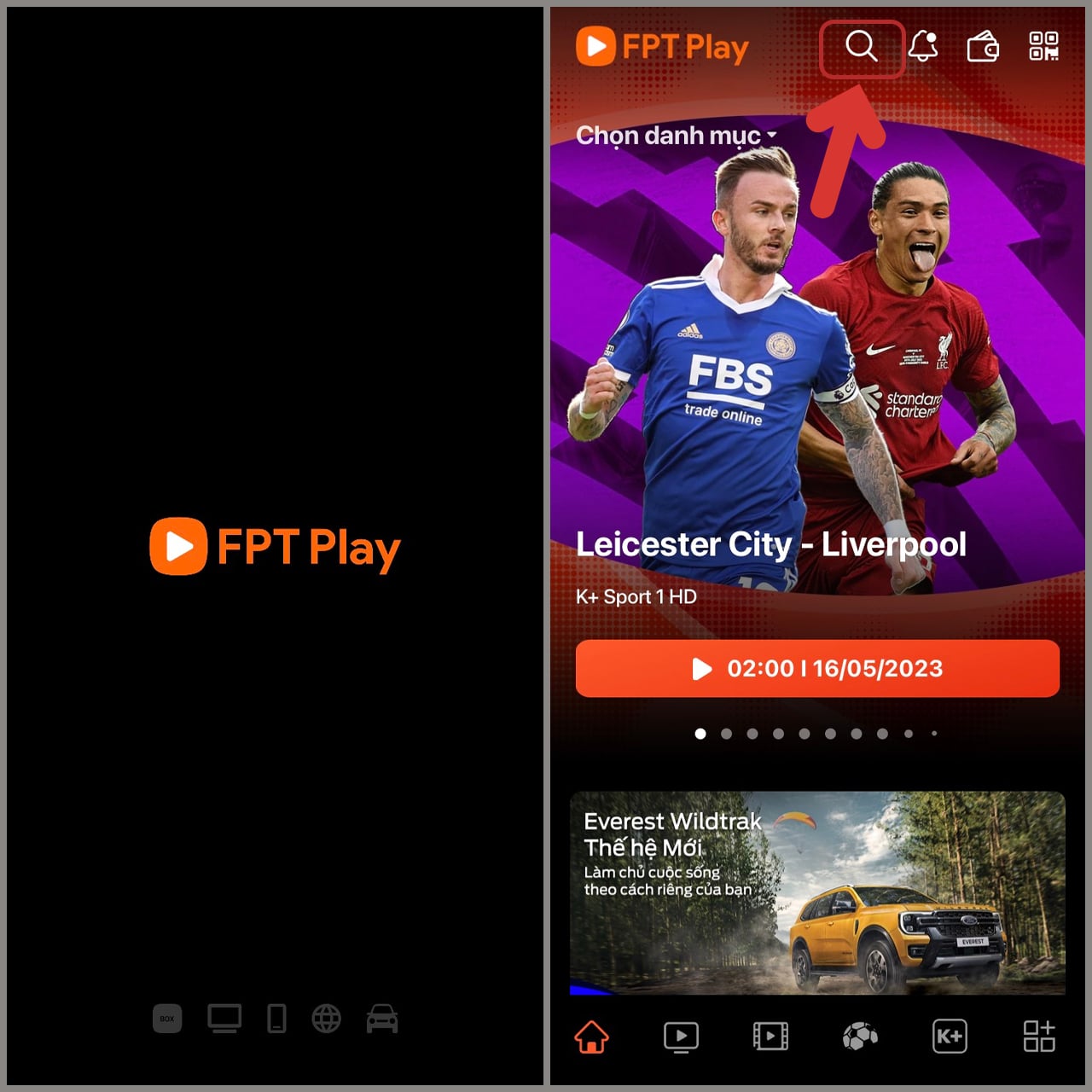 Xem trực tiếp bóng đá Ngoại Hạng Anh trên FPT Play